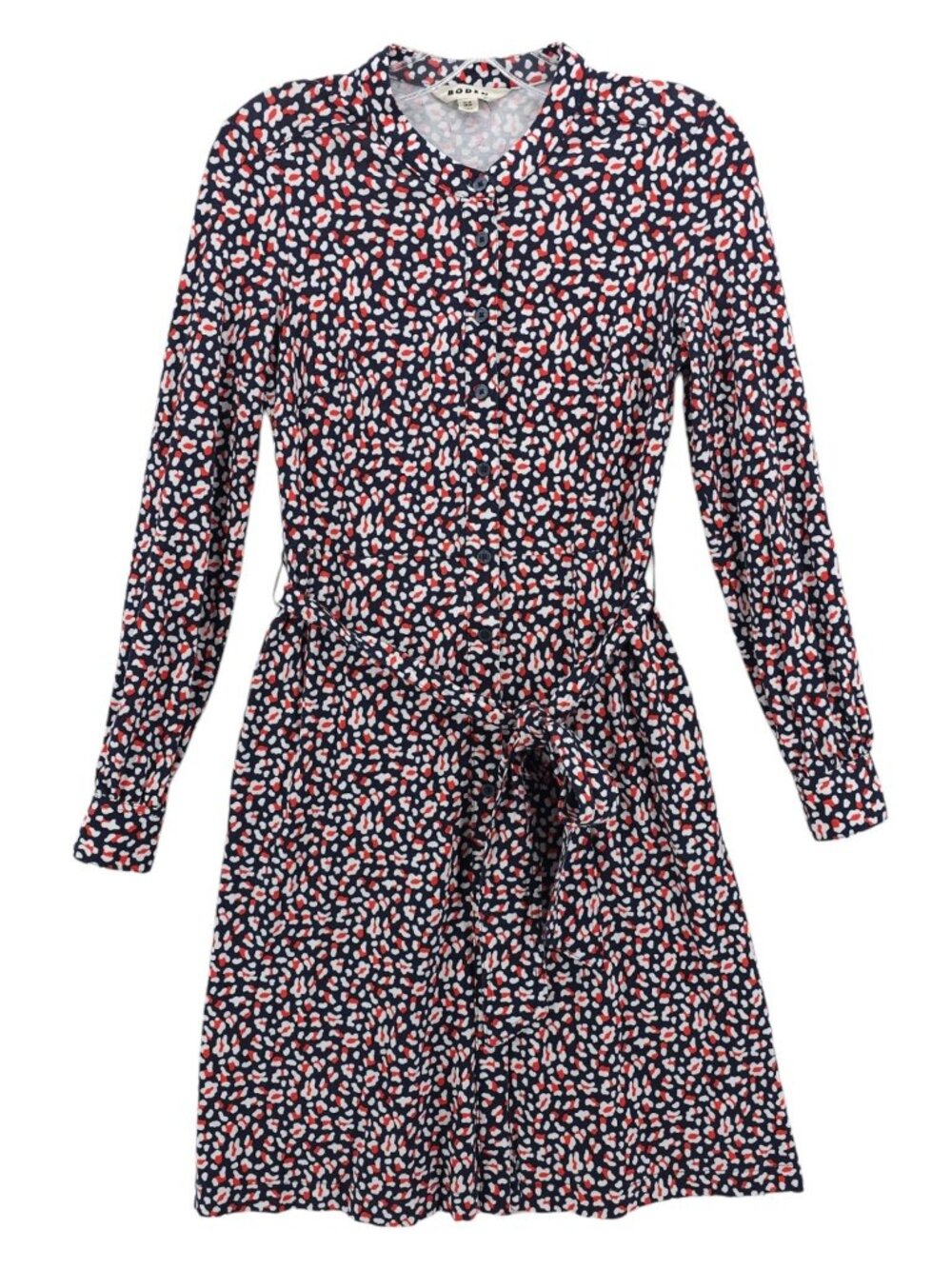 BODEN Julia Jersey Shirt Dress Red Blue White All Over Print Abstract US Size 0P